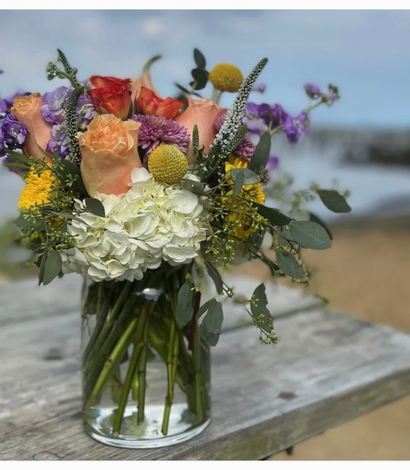 SHORT VASE of FLOWERS